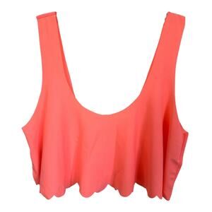 Hot Water Junior's Crop Top Sleeveless Relax Fit Size L Neon Pinky Orange